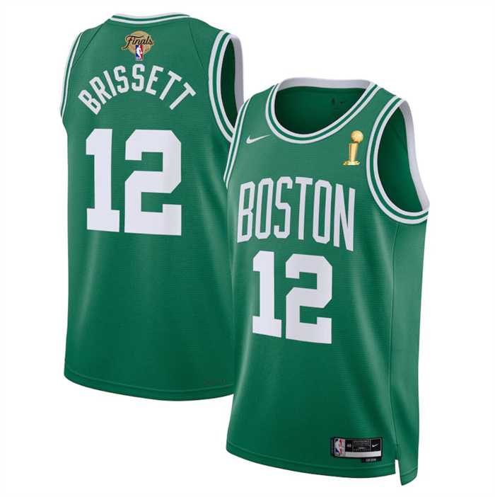 Mens Boston Celtics #12 Oshae Brissett Kelly Green 2024 Finals Champions Icon Edition Stitched Basketball Jersey Dzhi